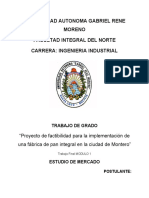 1era Presentación Proyecto de Factibilidad para La Implementación de Una Fábrica de Pan Integral en La Ciudad de Montero