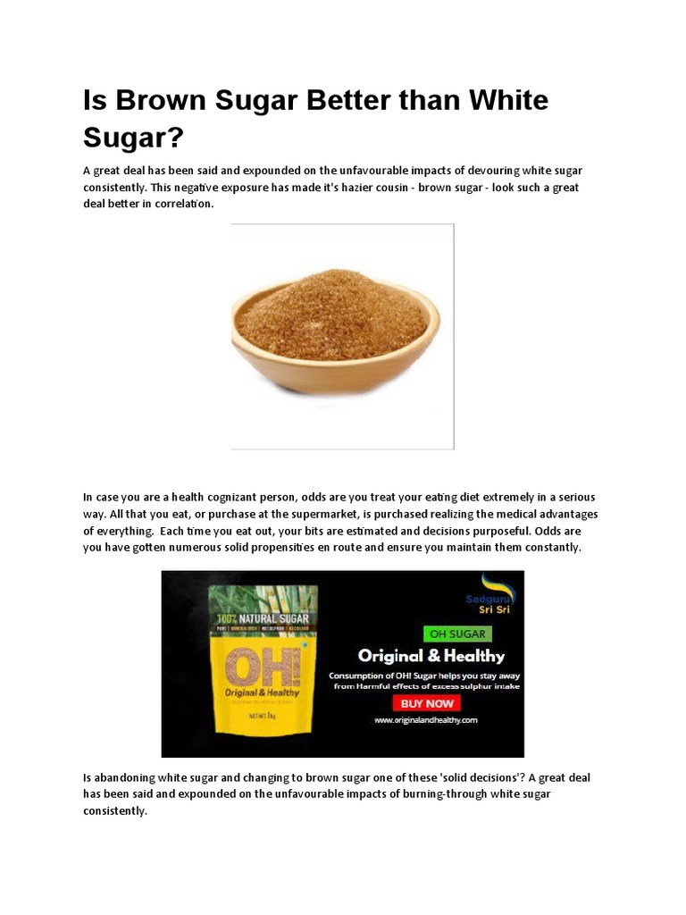 Is Brown Sugar Better Than White Sugar? PDF Brown Sugar Sugar