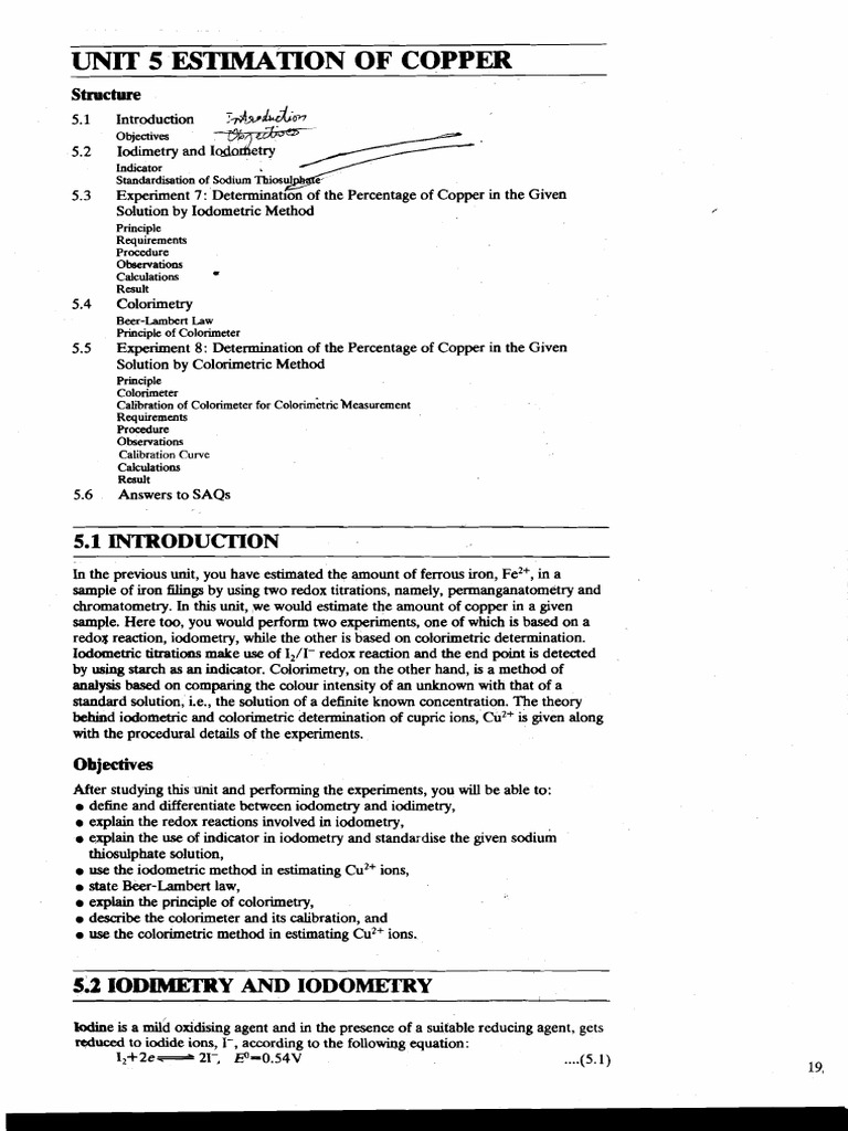 Copper Estimation via Iodometry and Colorimetry | PDF | Chemistry ...