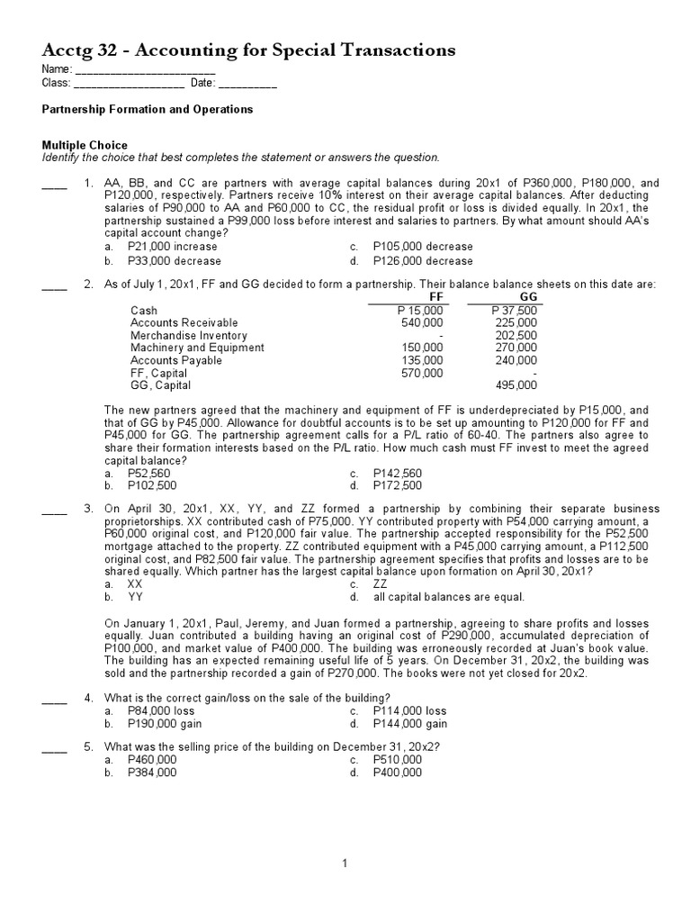 Accounting for Partnership Transactions | PDF | Partnership | Book Value
