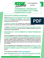 SATSE Informa - OPE 2016 Enfermera-O - Información Importante para Quienes Van A Tomar Posesión de Su Plaza