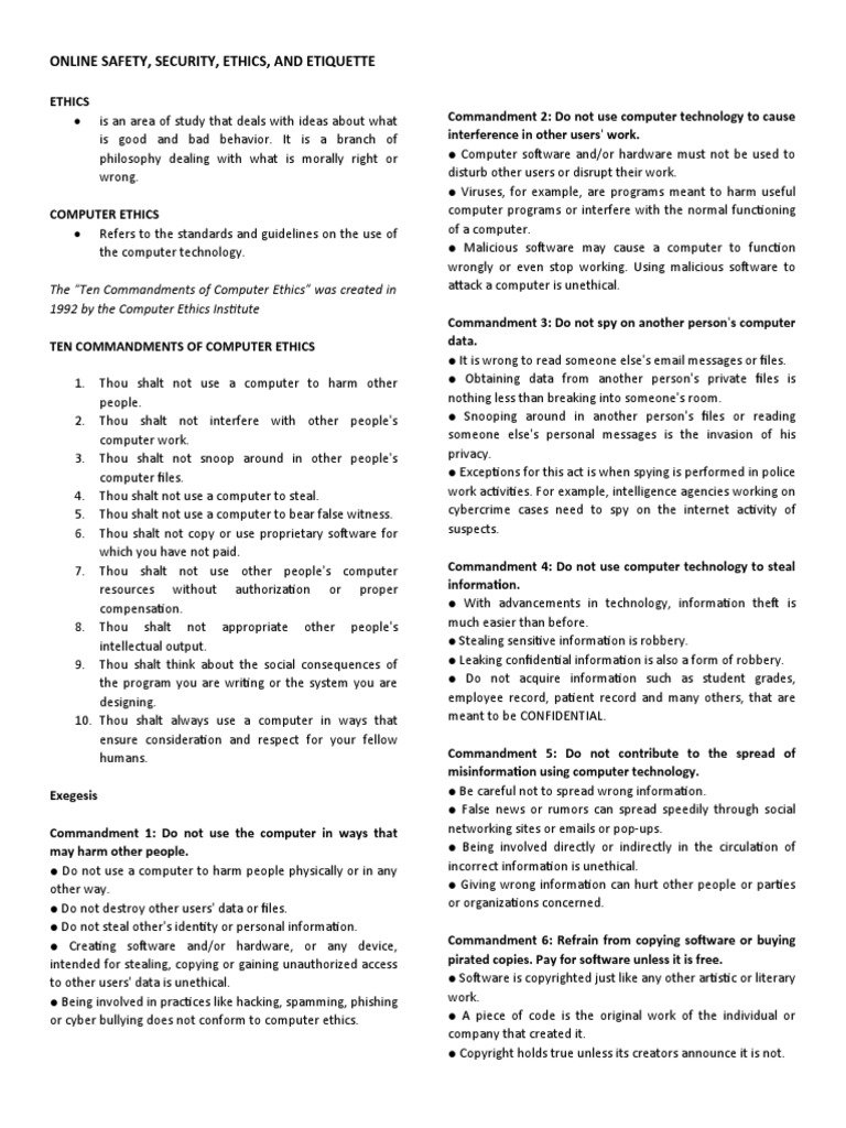 Online Safety and Computer Ethics Guide | PDF | Malware | Theft