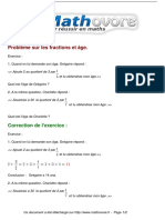 Exercices Probleme Sur Les Fractions Et Age Maths Quatrieme 467