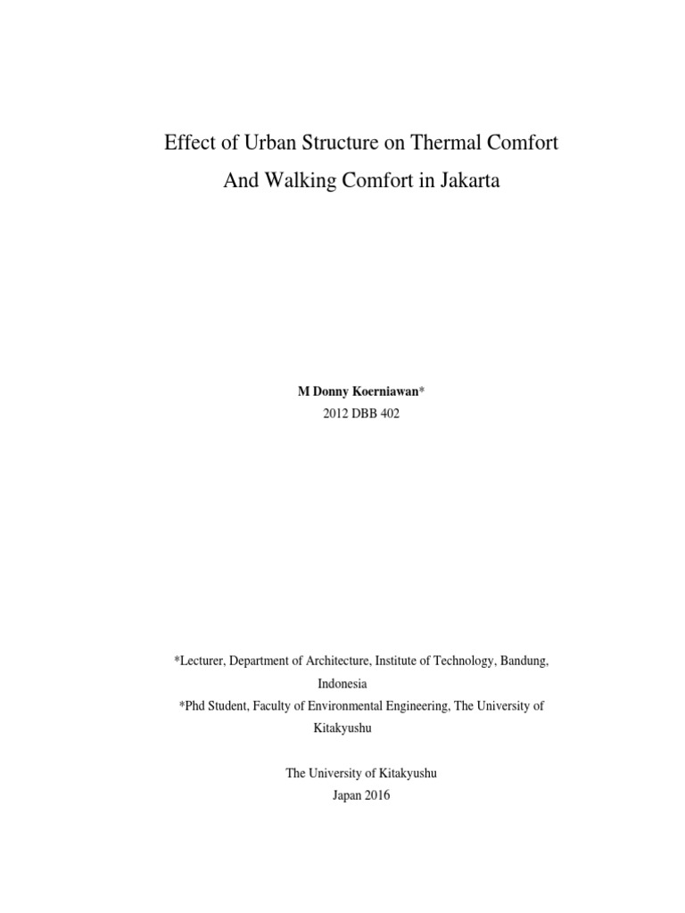 Effect of Urban Structure On Thermal Comfort and Walking Comfort in ...