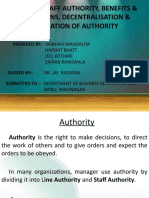 Line and Staff Authority, Benefits & Limitations, Decentralisation & Delegation of Authority
