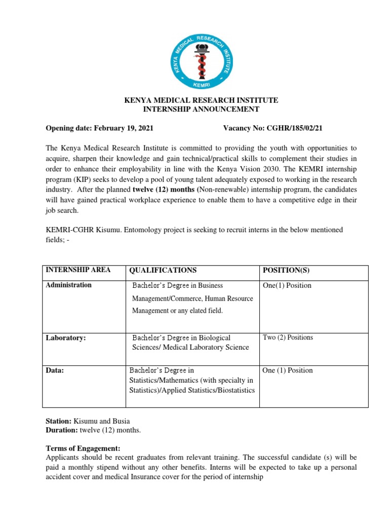 kenya medical research institute vacancies