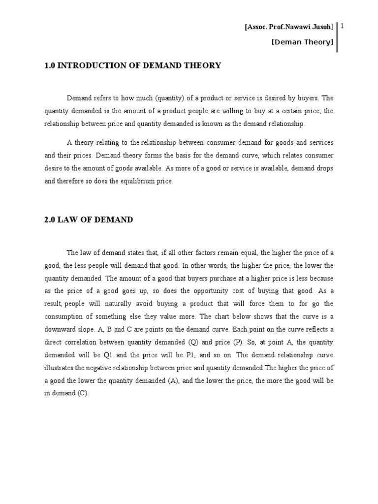 Introduction of Demand Theory PDF Supply And Demand Demand