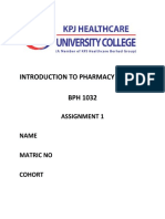 Introduction To Pharmacy Practice BPH 1032: Assignment 1 Name Matric No Cohort