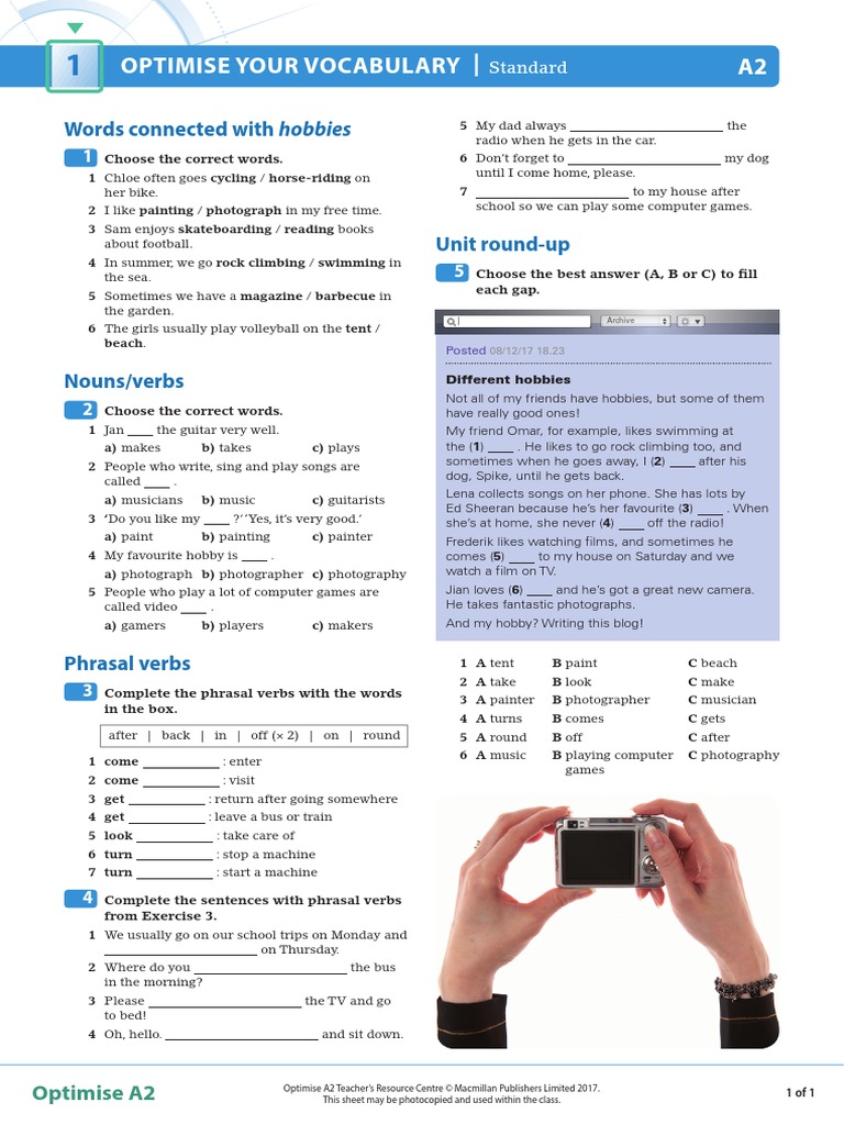 OPT A2 U01 Vocab Standard | PDF | Linguistics | Syntax