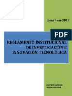 Reglamento Institucional de Investigacion e Innovacion Tecnologica Instituto Superior Tecnologico Sise