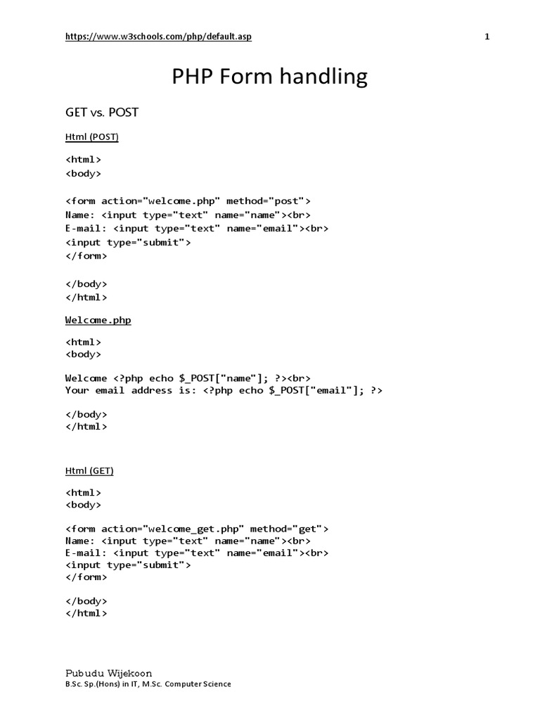 PHP Form Handling: GET vs POST | PDF | Sql | Computing