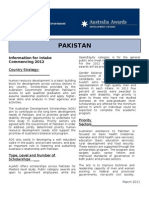 Pakistan: Information For Intake Commencing 2012