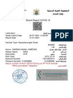 Syrian Arab Republic Ministry of Health Result Report COVID 19