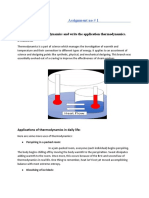 Assignment No # 1: Topic: Define Thermodynamics and Write The Application Thermodynamics. Defination