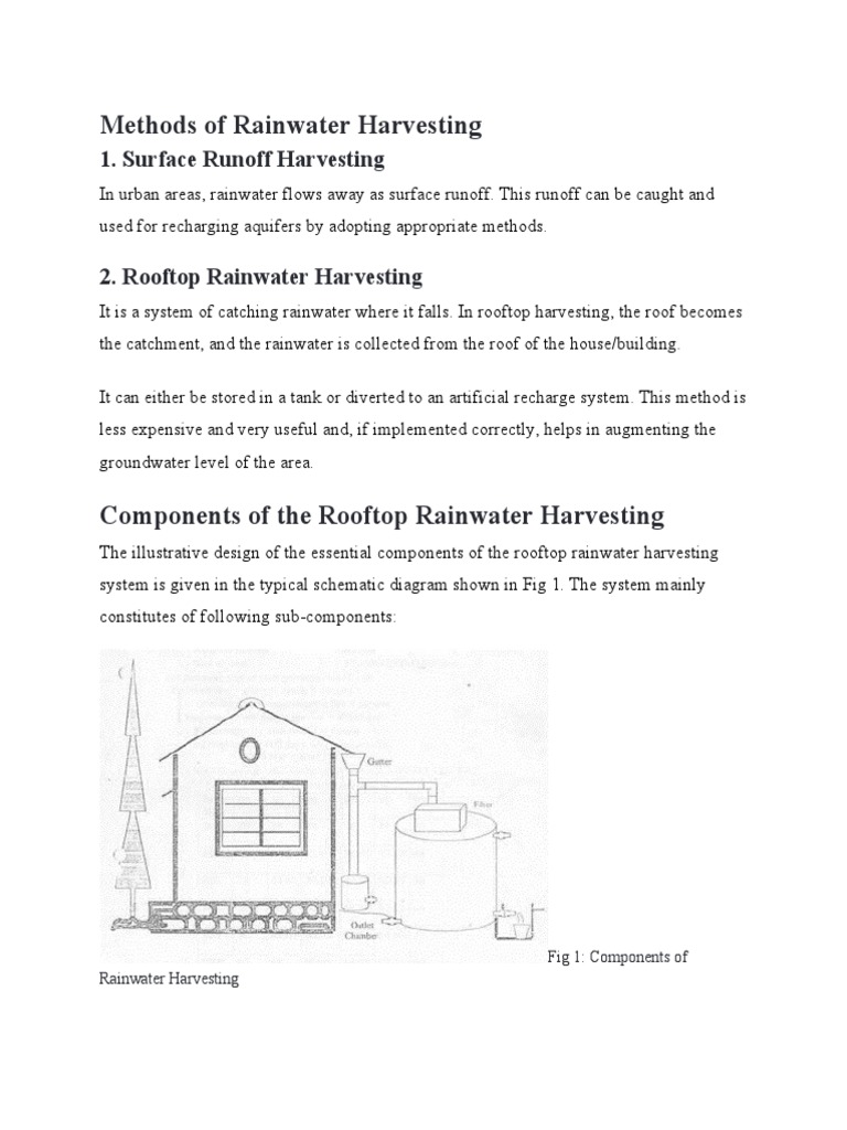 Methods of Rainwater Harvesting PDF Filtration Physical Geography