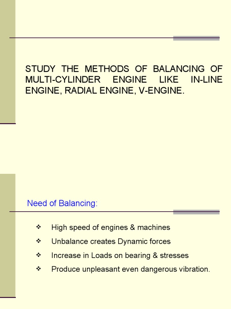 Balancing Methods for Multi-Cylinder Engines | PDF | Torque | Center Of ...