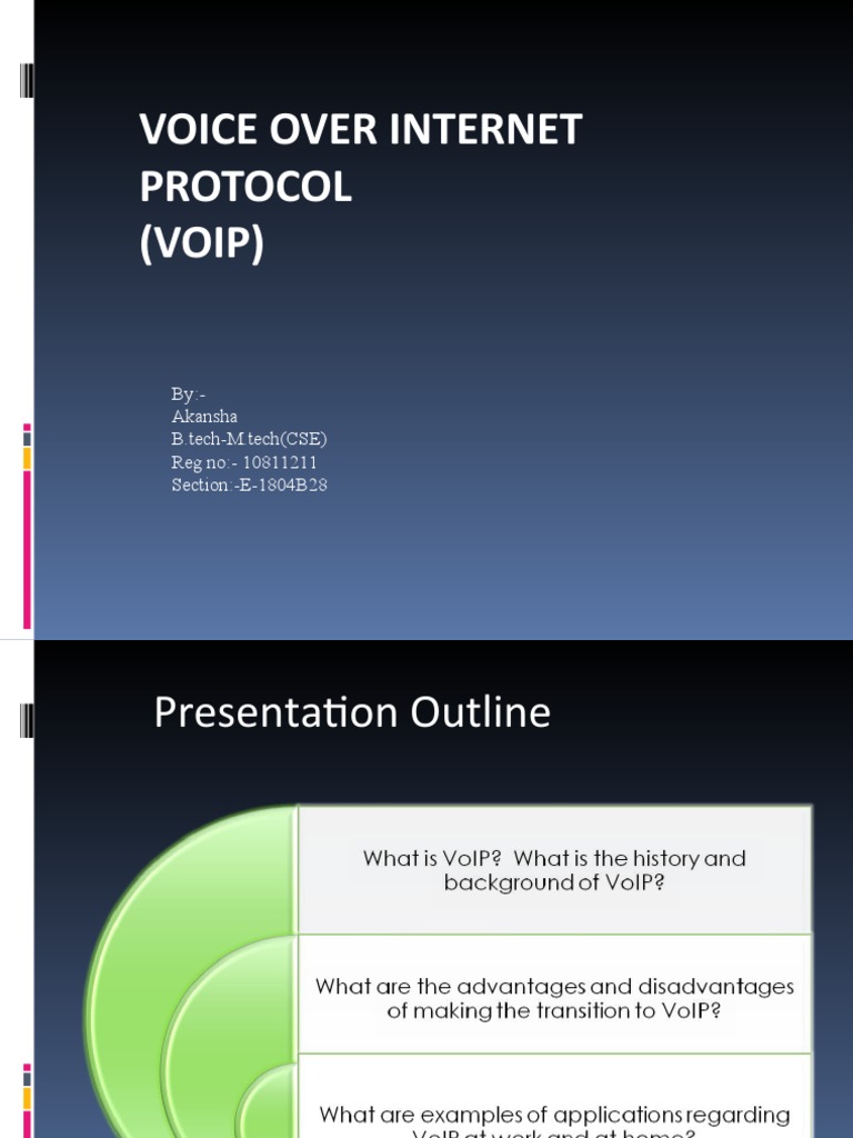 Voice Over Internet Protocol (VOIP) : By:-Akansha B.tech-M.tech (CSE ...