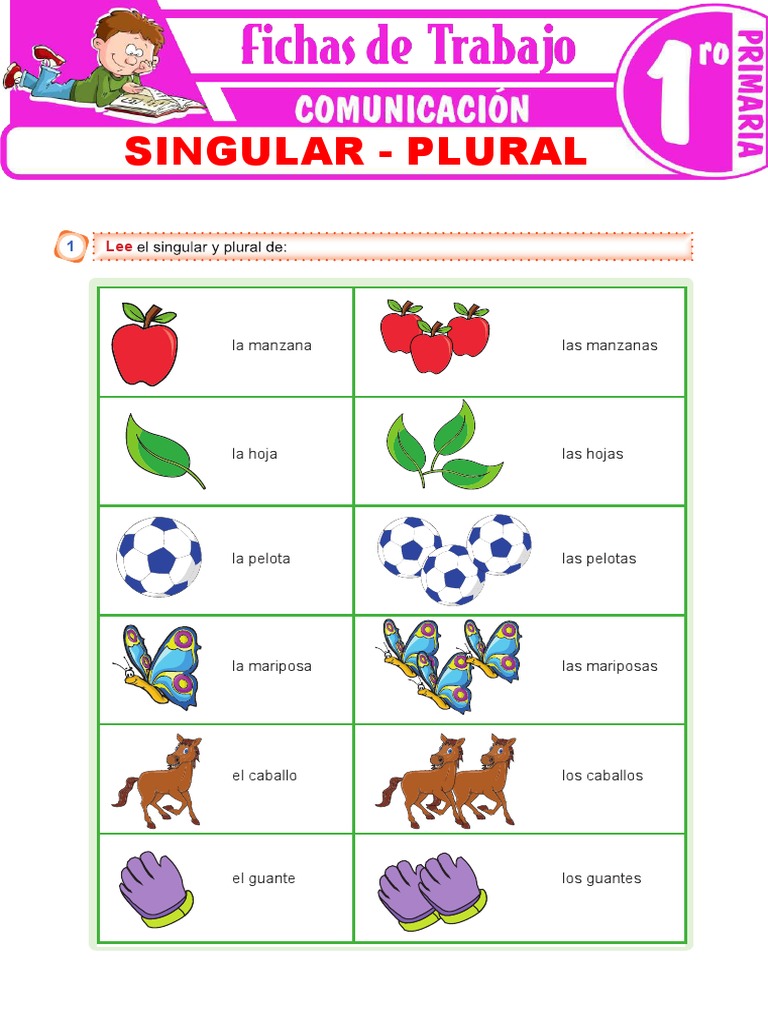 Singular Plural para Primer Grado de Primaria | PDF, image size:768x1024