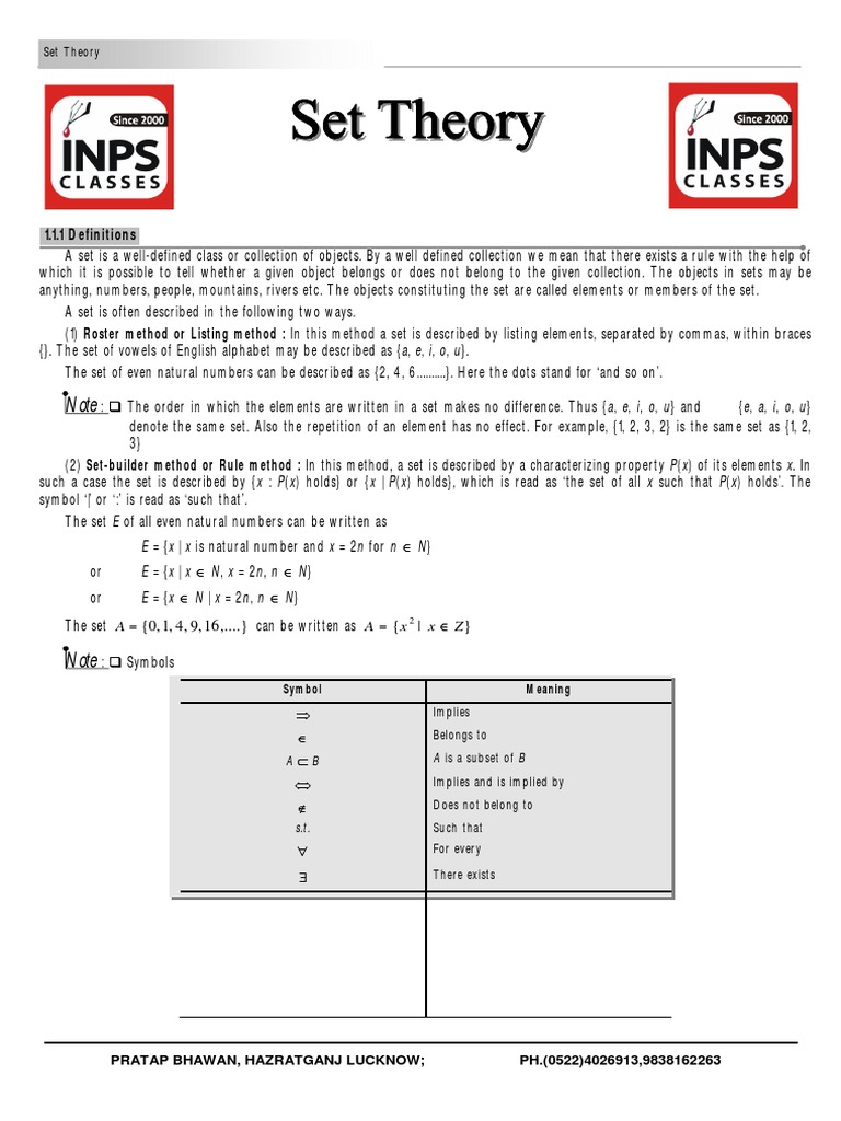 SET THEORY Sheet | PDF | Set (Mathematics) | Empty Set