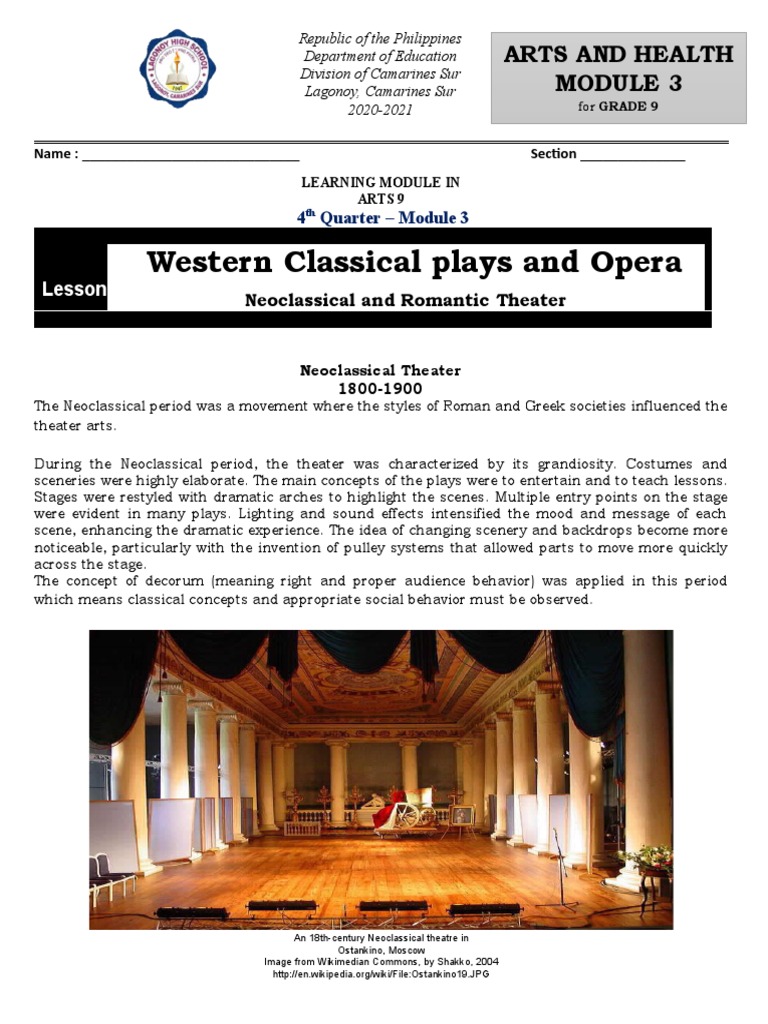 Neoclassical Theater and Health Module 3 | PDF | Theatre | Wound