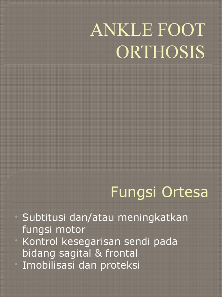 Ankle Foot Orthosis: Stabilizing and Correcting the Foot and Ankle | PDF