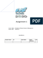 Assignment-1: Course Name: Principles of Human Resource Management Course Code: BCHR 221