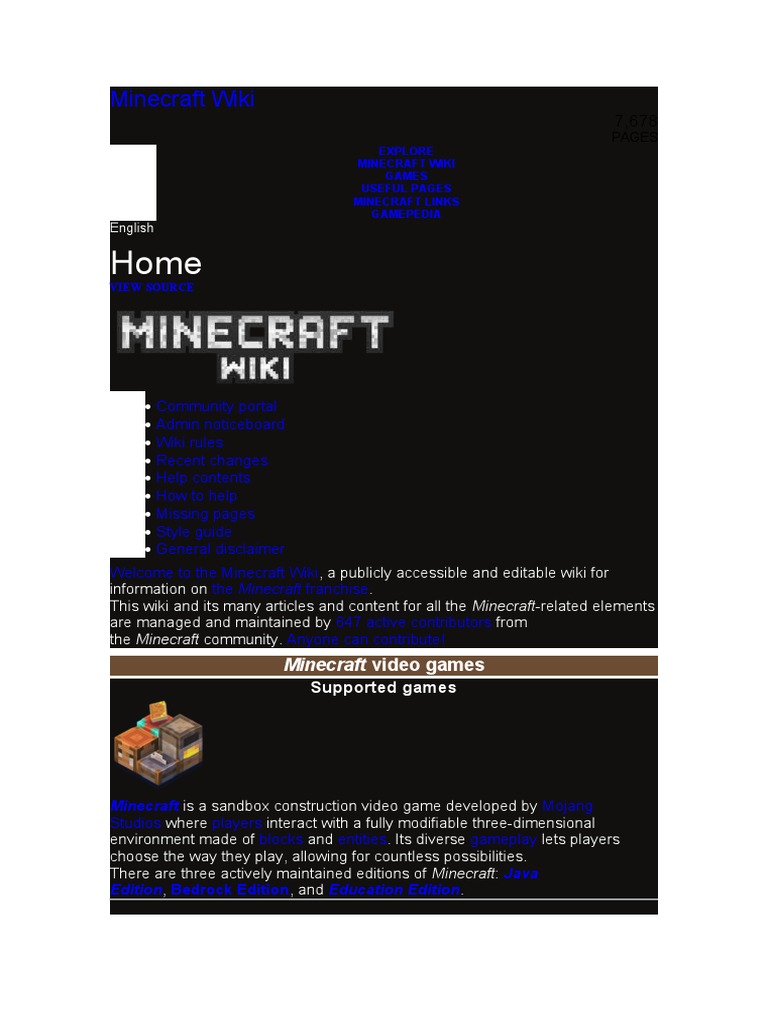 Minecraft Wiki Overview and Resources | PDF | Minecraft | Wiki