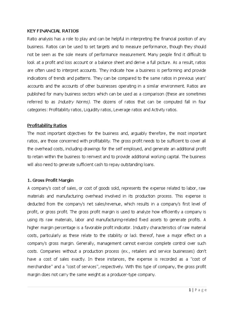 Key Financial Ratios Explained | PDF | Yield (Finance) | Price–Earnings ...