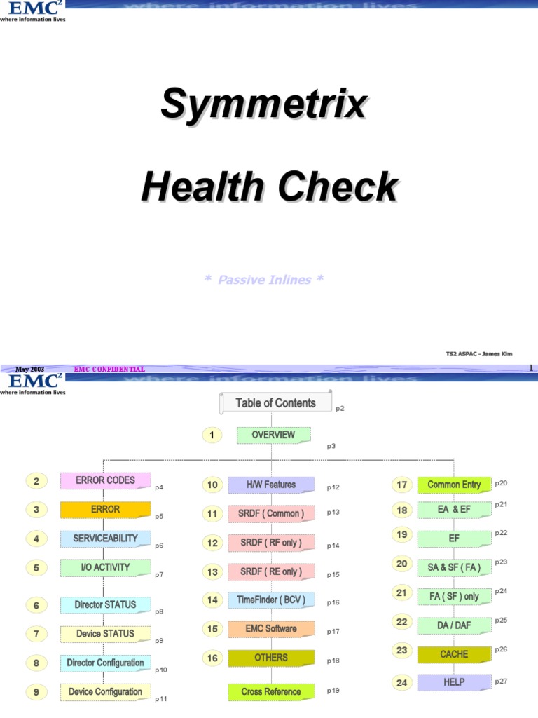 Symmetrix Health Check Overview | PDF | Computing | Computer Data Storage