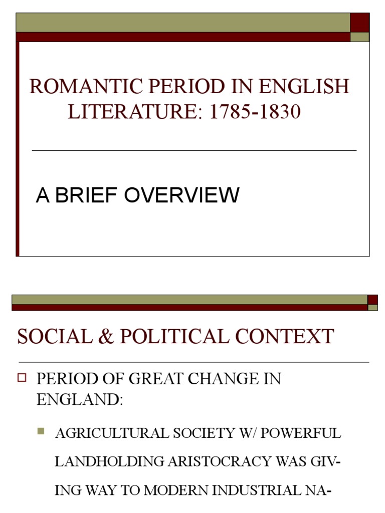 Overview of English Romanticism | PDF | Poetry | Romanticism