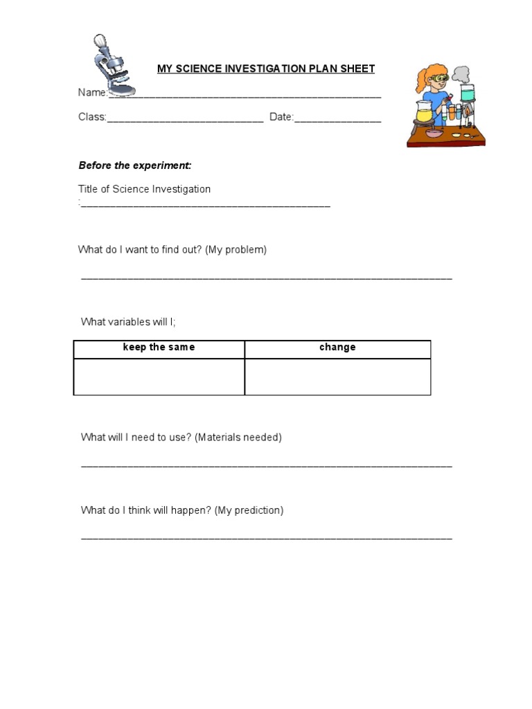 My Science Investigation Plan Sheet | PDF | Science & Mathematics ...