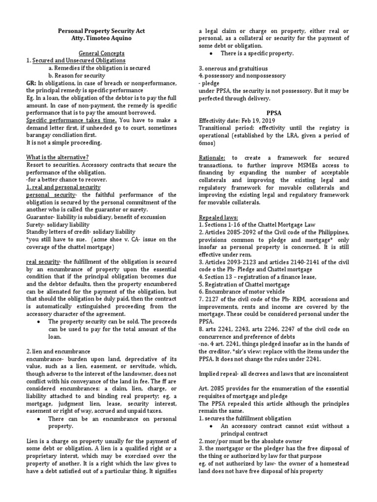 Personal property security act pdf security interest mortgage law