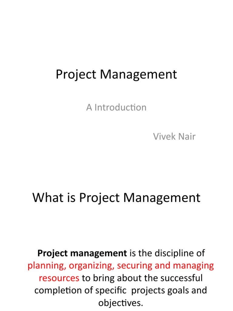 Project Management: A Introduction Vivek Nair | PDF | Project ...