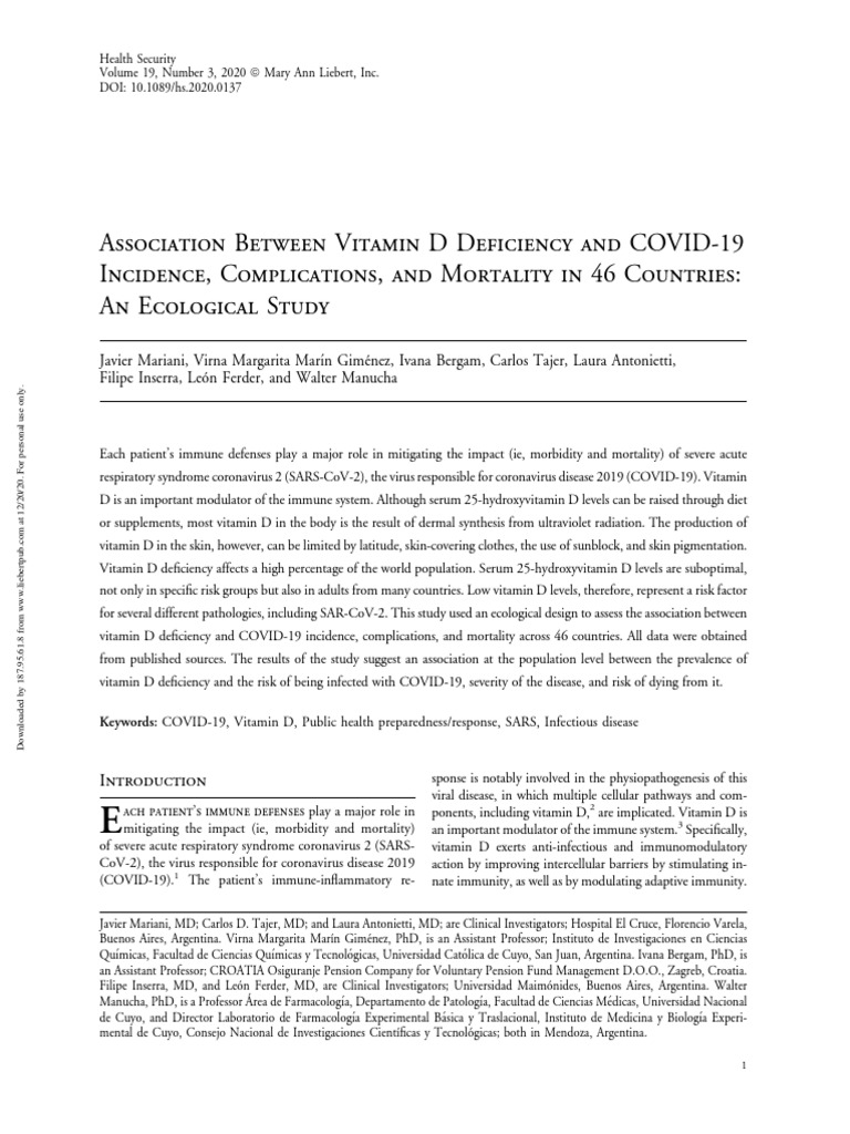 Vitamin D Deficiency and COVID-19 Risk | PDF | Vitamin D | Confidence ...