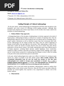 Guiding Principles of Anthropology