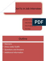 Dos and Don'ts in Job Interview Dos and Don'ts in Job Interview