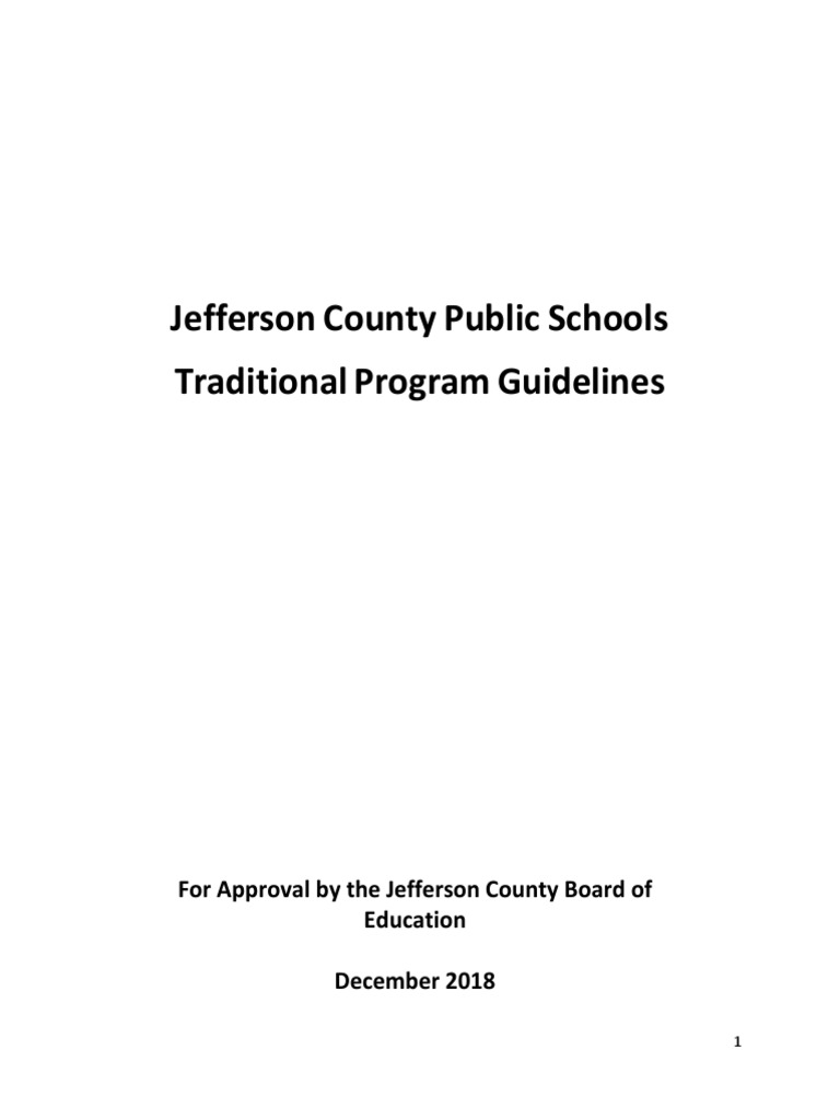Jefferson County Public Schools Traditional Program Guidelines (2018