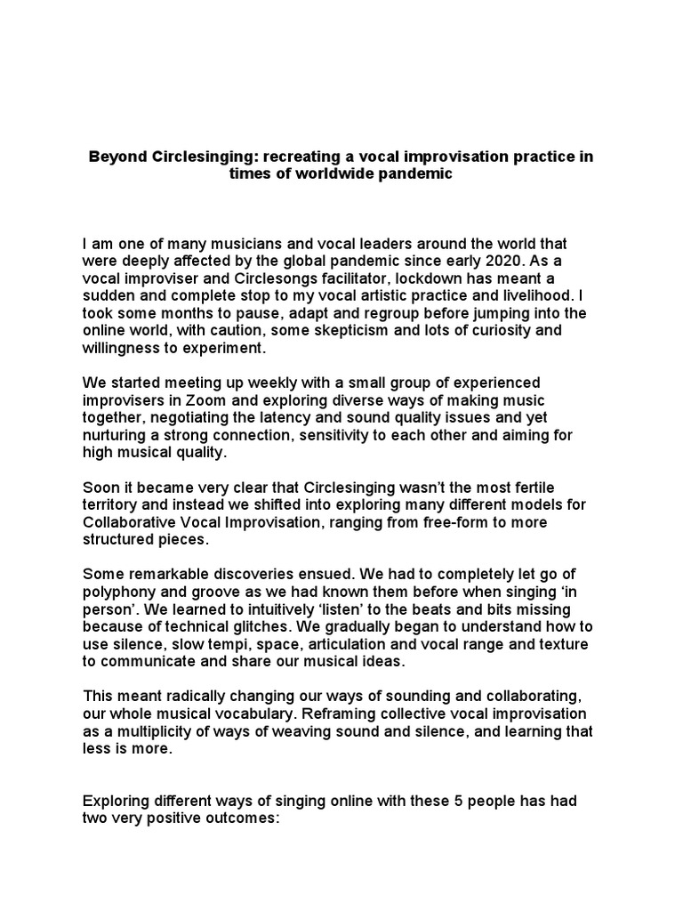 Beyond Circlesinging: Recreating A Vocal Improvisation Practice in ...