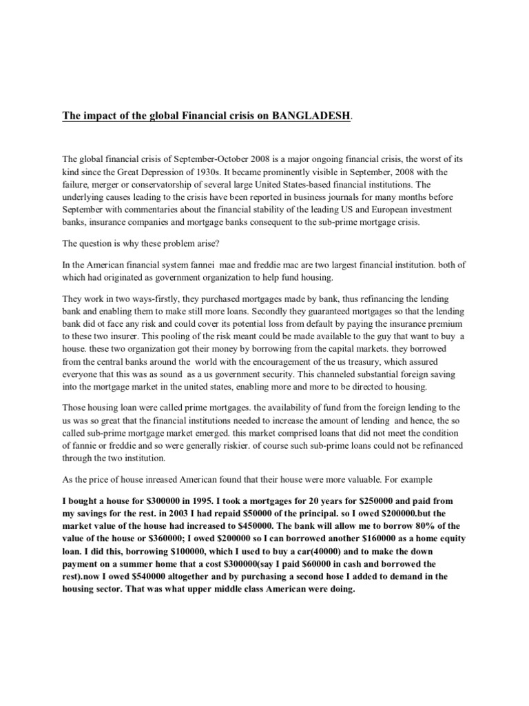 THE Global Financial Crisis | PDF | Financial Crisis Of 2007–2008 ...
