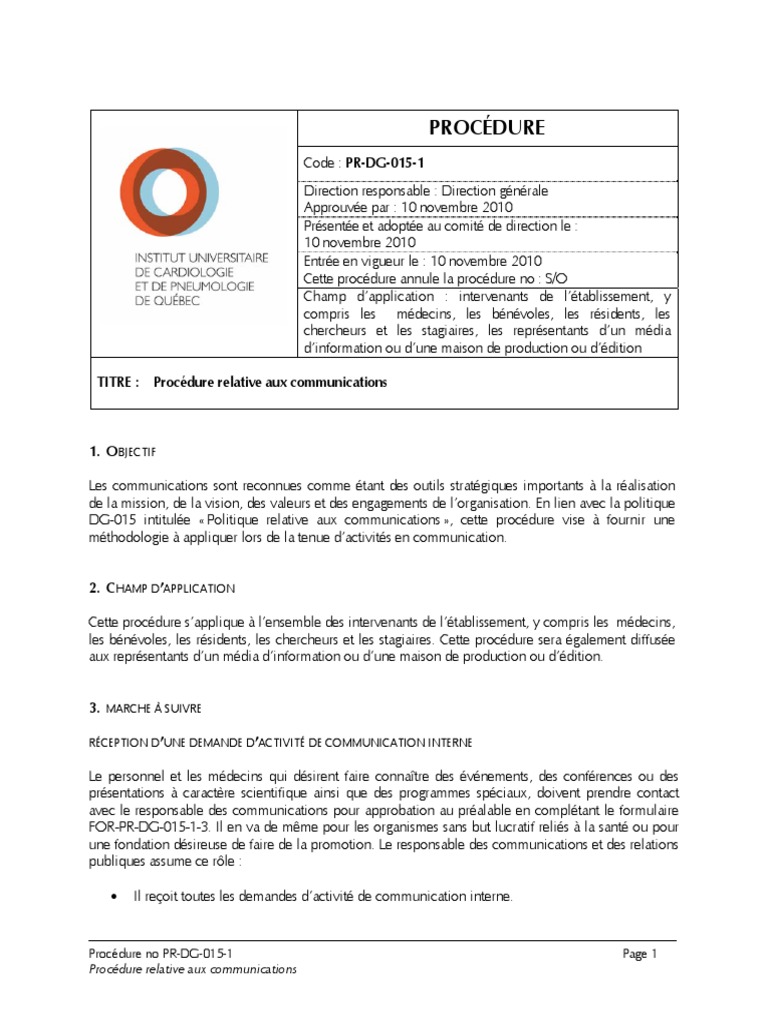Procédure de communication interne et externe | PDF | Média ...