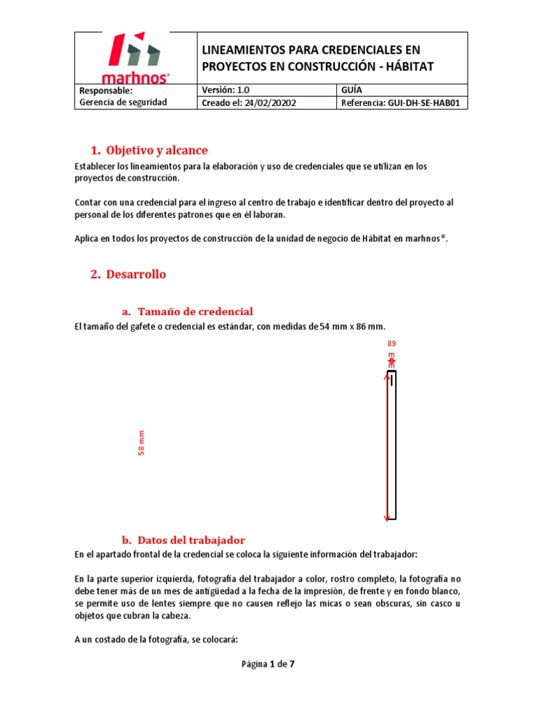 Lineamiento Credencial | PDF