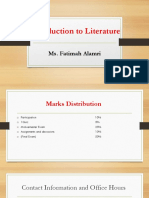 Introduction To Literature: Ms. Fatimah Alamri