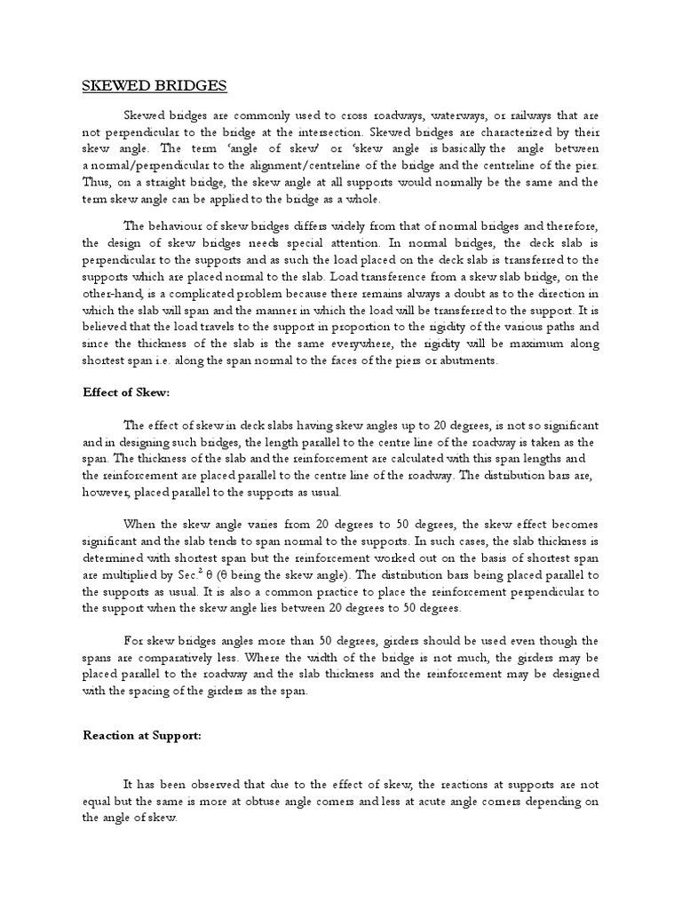 Skewed Bridges: Effect of Skew | PDF | Bridge | Angle