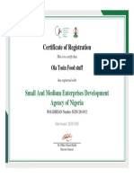Certificate of Registration: Small and Medium Enterprises Development Agency of Nigeria