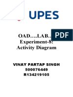 OAD .LAB . Experiment-8: Activity Diagram: Vinay Partap Singh 500076449 R134219105