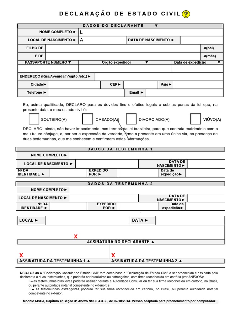 Declaração de Estado Civil PDF