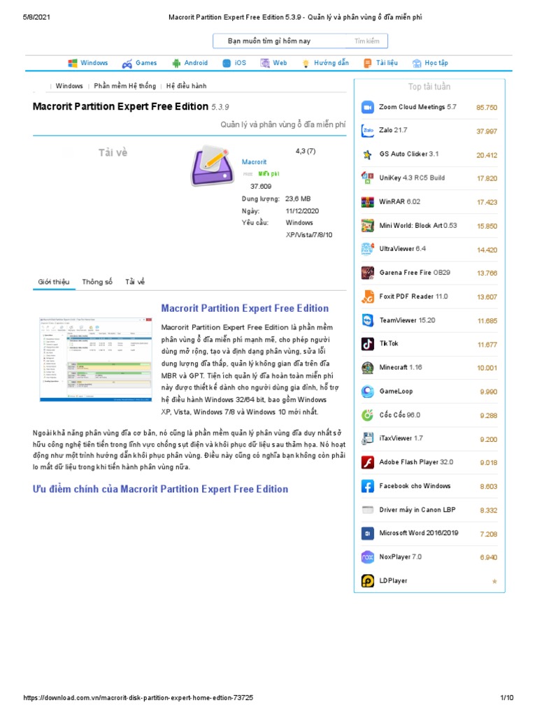 Macrorit Partition Expert Free Edition 5.3.9 Quản lý và phân vùng ổ đĩa miễn phí PDF