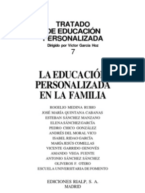 Garcia Hoz Victor - Educacion Personalizada en La Familia | PDF | Moralidad  | Familia