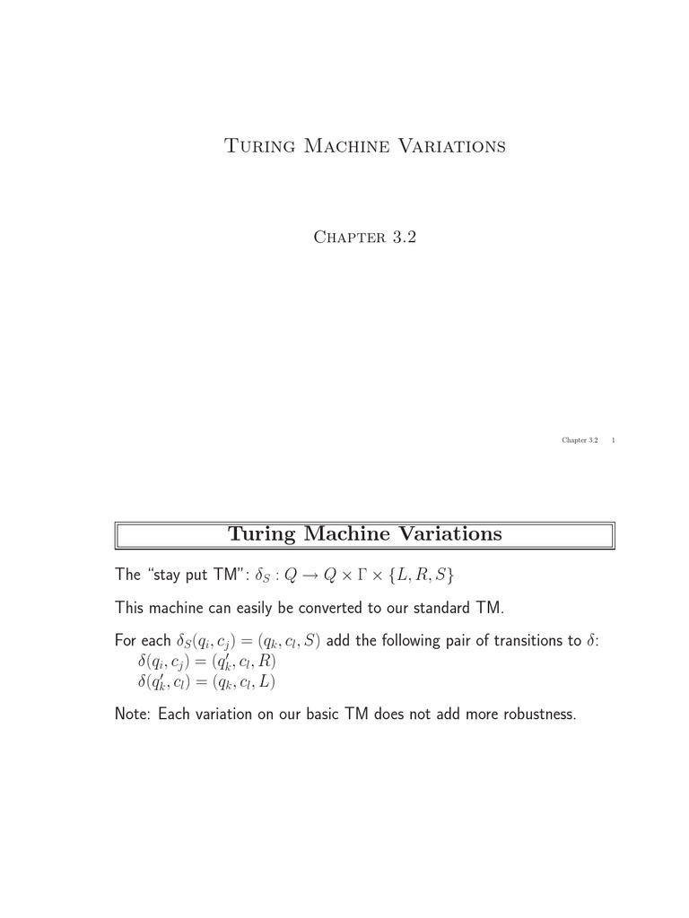 Turing Machine Variations | PDF | Science & Mathematics | Computers