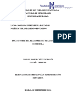 Ensayo Sobre Del Planeamiento de La Educación en Guatemala